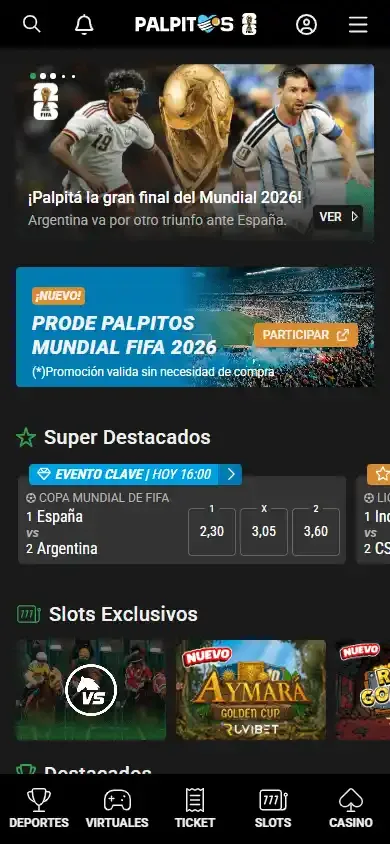 Interfaz de Palpitos — vista móvil